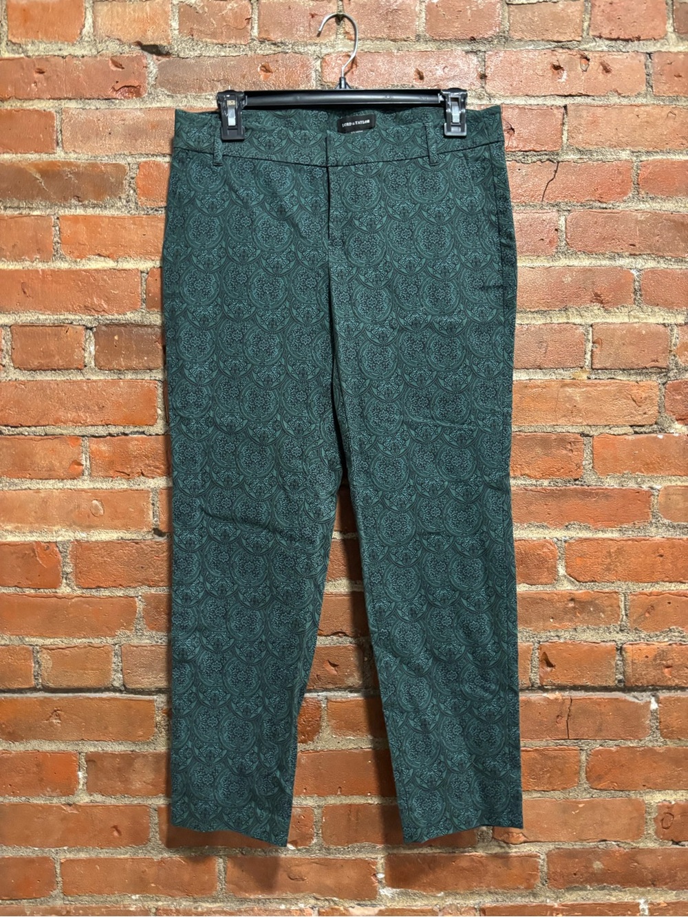 Lord & Taylor Green Pants with Paisley Pattern